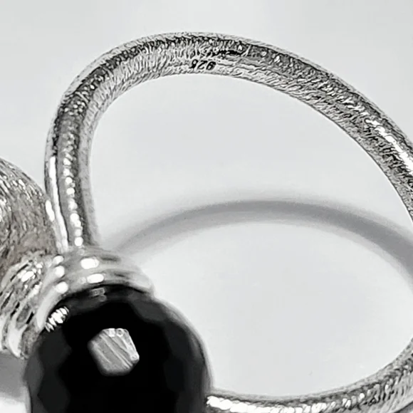 Silver black ONYX wrap Ring 7.5 - Picture 12 of 12